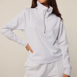 Greyson Wren Pullover Small White Midweight Performance Quarter-Zip Sweatshirt